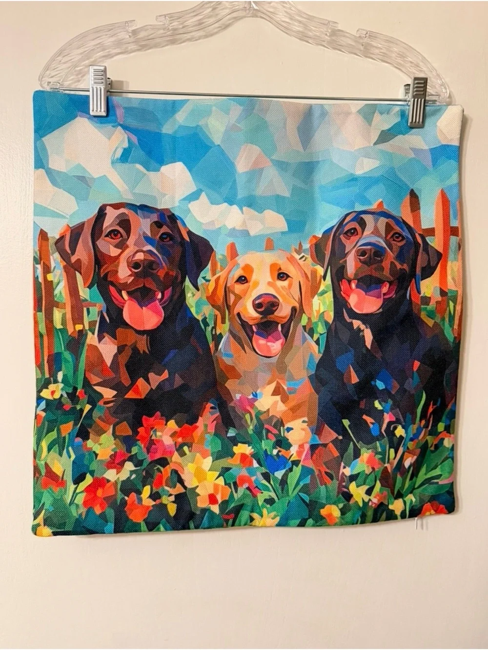 Spring Labrador Retriever Pillow Covers Set of 2 Colorful NWOT